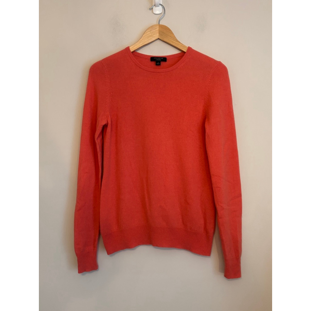 Ann Taylor Coral Cashmere Crew Neck Sweater Small